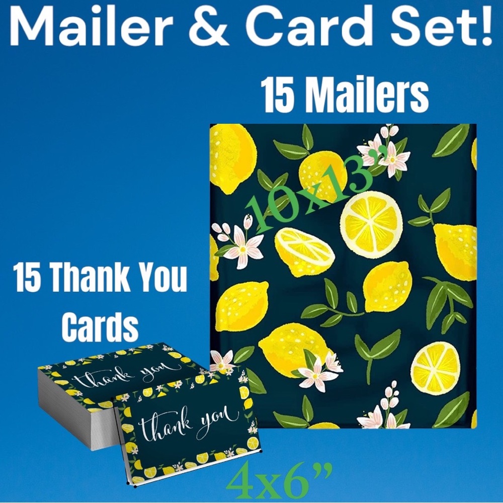 LEMON DESIGN MAILER & CARD SET! 15 MAILERS & 15 MATCHING CARDS!